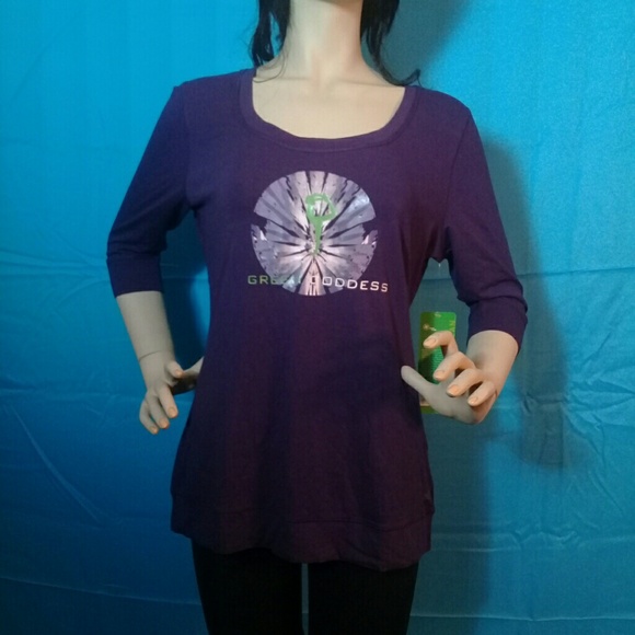 ALO BAMBOO T - SHIRT 3/4 SLEEVES DARK PURPLE ALO. - Picture 6 of 8